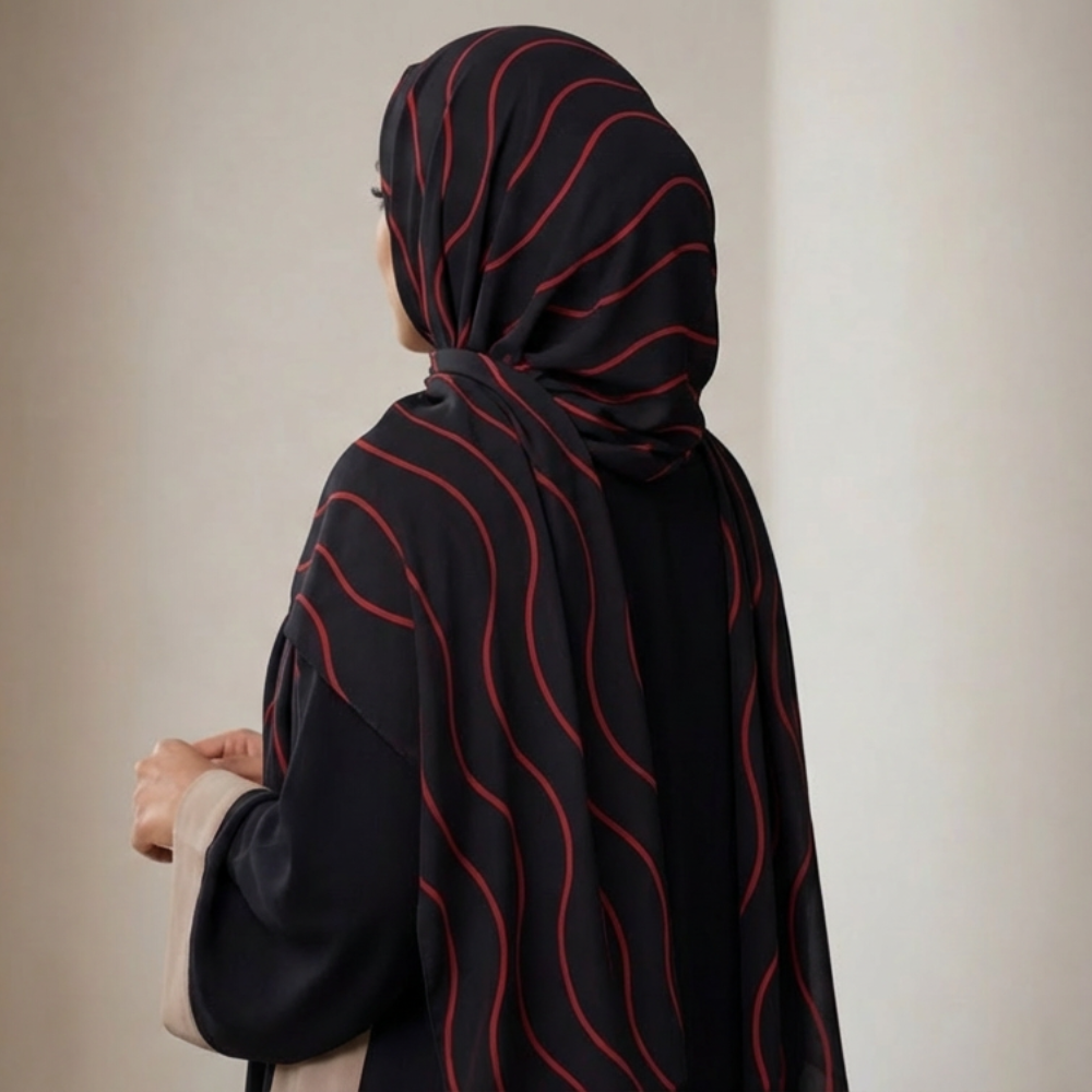Burgundy hijab three quarter